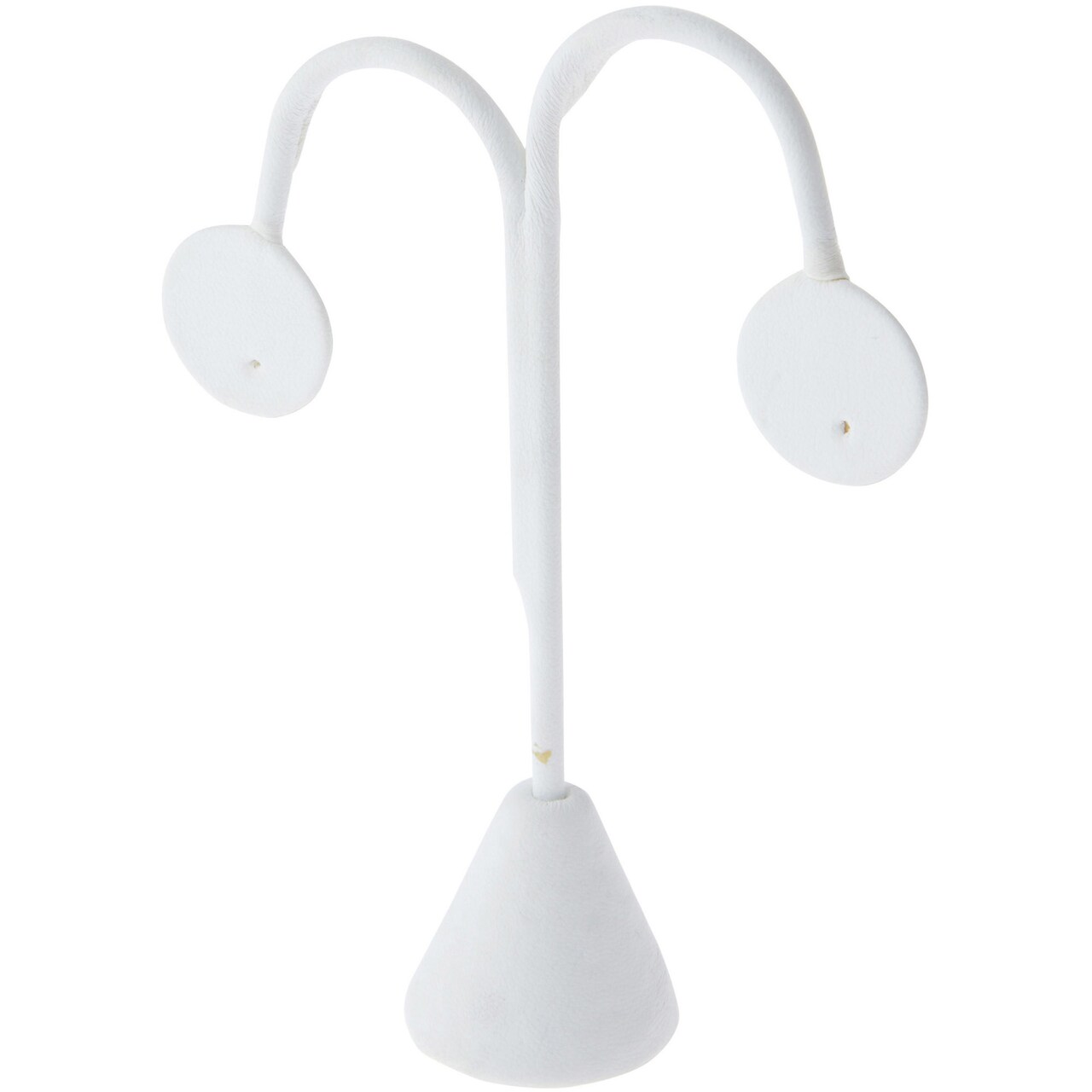 Plymor White Faux Leather Lamp Style, Single Pair Earring Display Stand, 3.75" W x 1.25" D x 4.75" H